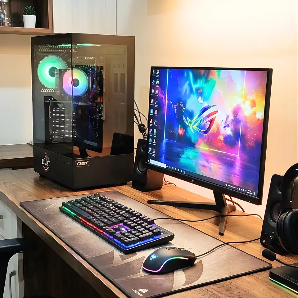 Gaming Desktop PC Set with i7 3770 Processor | 16GB RAM | SSD | GT 730 4GB DDR5 Graphics | RGB 4 Fan Cabinet | 22 Inch
